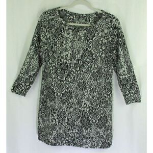 Soma Dress Live Lounge Wear Black Floral Womens Small 3/4 Sleeve